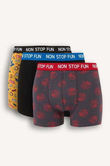 Regular Fit Desenli 3'lü Boxer