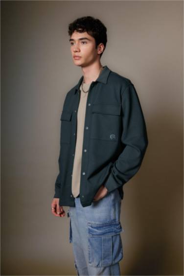 Relax Fit Çıtçıt Kapamalı Uzun Kollu Gömlek