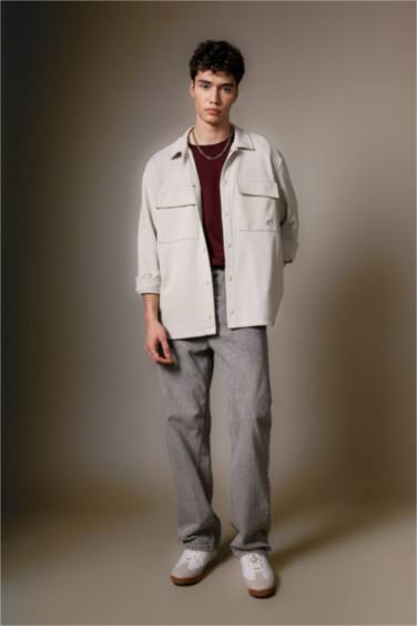 Relax Fit Çıtçıt Kapamalı Uzun Kollu Gömlek