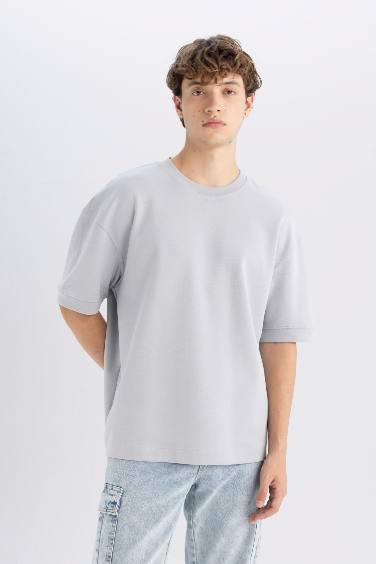 Loose Fit Crew Neck Heavy Fabric Cotton Basic T-Shirt