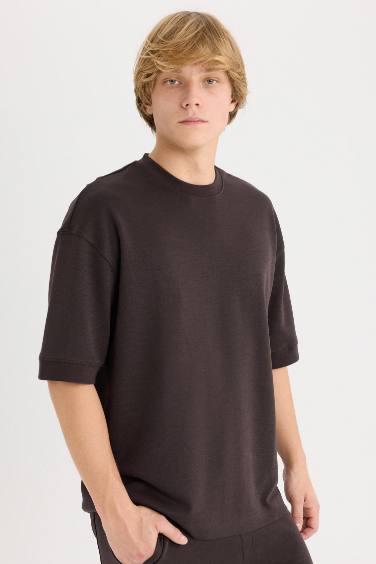 Loose Fit Crew Neck Heavy Fabric Basic T-Shirt