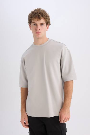 Loose Fit Crew Neck Heavy Fabric Cotton Basic T-Shirt