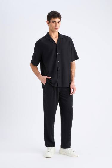 Regular Fit Regular Hem Viscose Trousers