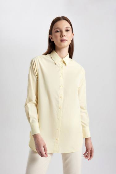 Regular Fit Shirt Collar Poplin Long Sleeve Tunic