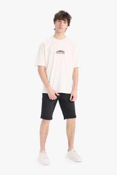 تيشيرت اوفر سايز مطبوع برقبة مستديرة