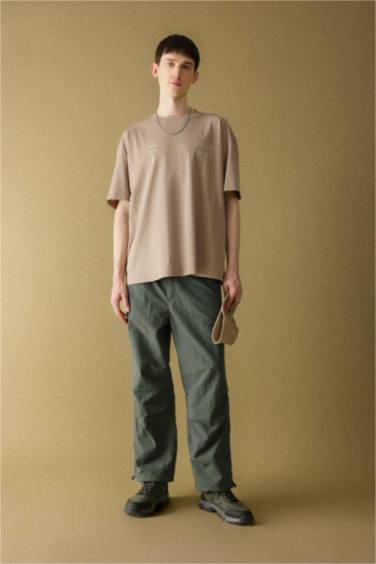 Oversize Fit Crew Neck Back Printed Short Sleeve T-Shirt