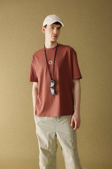 T-Shirt Oversize Manches Courtes Col Rond Imprimé Dos