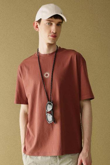 T-Shirt Oversize Manches Courtes Col Rond Imprimé Dos