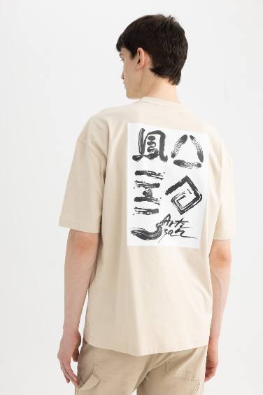 T-Shirt Oversize Manches Courtes Col Rond Imprimé Dos