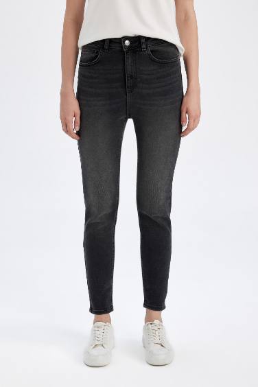 Pantalon Jean Taille Haute Coupe Skinny Long