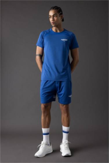 Slim Fit Crew Neck Printed Sports T-Shirt