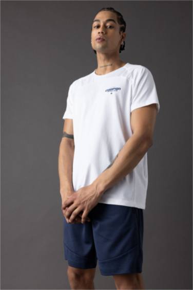 Slim Fit Collar Printed Sports T-Shirt