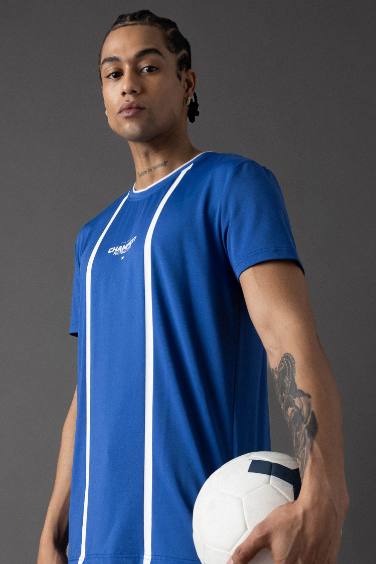 DeFactoFit Standard Fit Crew Neck Printed Sports T-Shirt