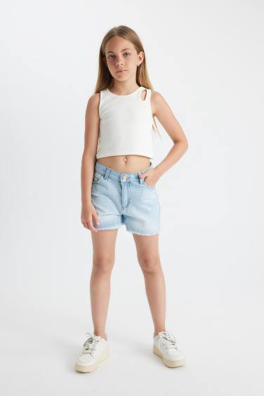 Short Jean pour Fille Avec Détails Déchirés