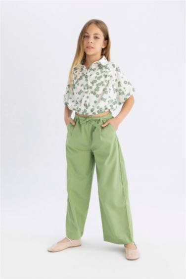 Pantalon en Coton à jambes Larges pour Fille