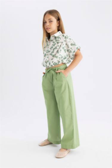 Pantalon en Coton à jambes Larges pour Fille