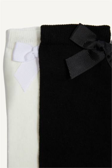 شرابات طويل بناتي قطن بربطة - قطعتين