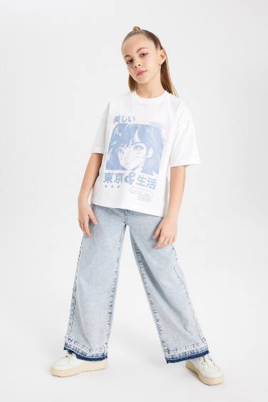 Girl Oversize Fit Printed Short Sleeve T-Shirt