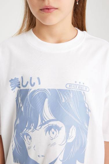 Girl Oversize Fit Printed Short Sleeve T-Shirt