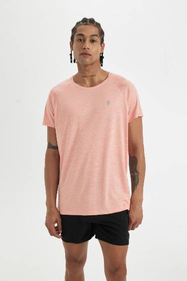 تيشيرت نص كم قصة عادية برقبة مستديرة من DeFactoFit