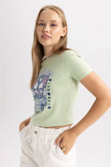 Slim Fit Printed Ribana Short Sleeve T-Shirt