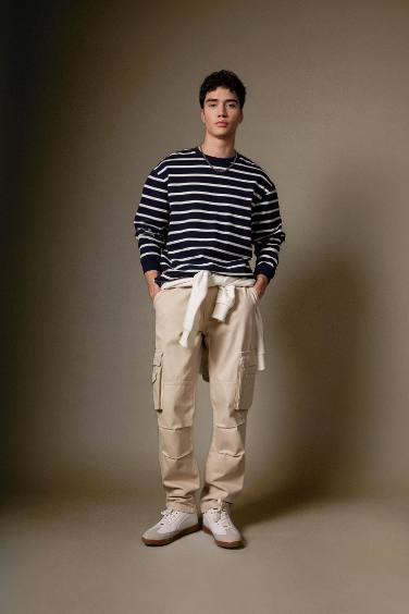 Wide Leg Regular Hem With Cargo Pocket Gabardine Trousers