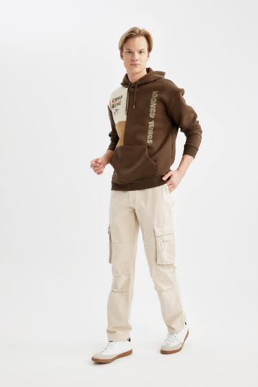 Wide Leg Regular Hem With Cargo Pocket Gabardine Trousers