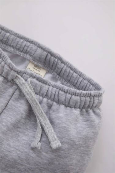 Regular Fit Slogan Elastic Band Trousers