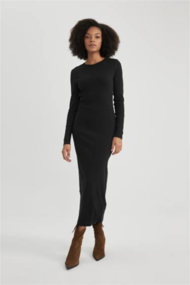 Bodycon Crew Neck Ribbed Camisole Midi Dress