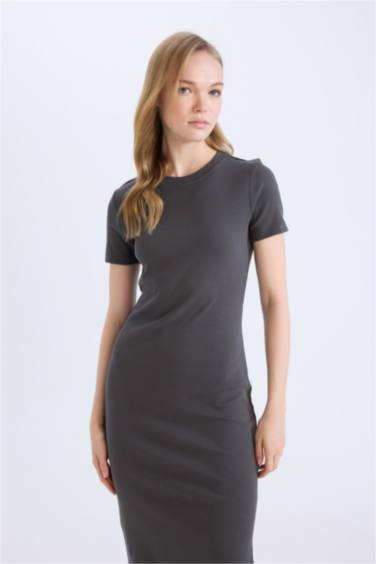 Облегающее платье Bodycon с круглым вырезом и короткими рукавами