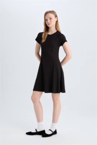 Crew Neck Camisole Raglan Sleeves Mini Dress