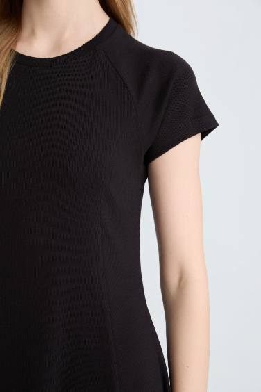 Crew Neck Camisole Raglan Sleeves Mini Dress