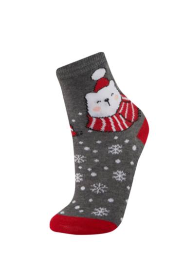 Длинные носки новогодние из хлопка для девочек, 2 пары