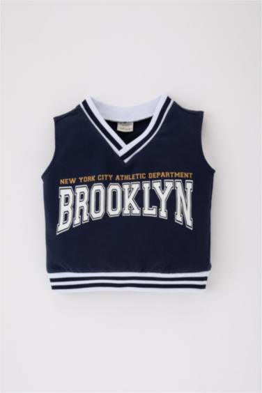 Baby Boy V-Neck Printed Vest