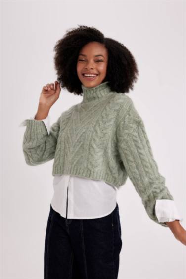 қалыпты пішім ұзартылған жаға Пулловер