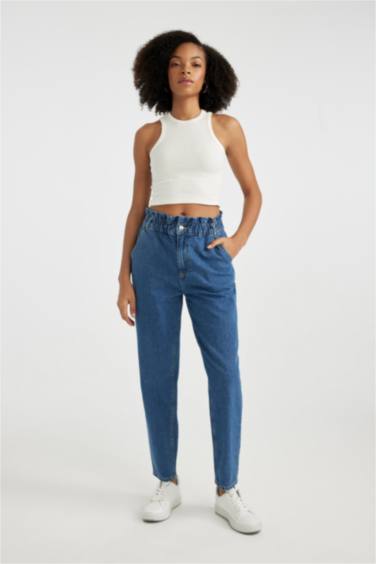 Paperbag High Waist Ankle Length Jeans