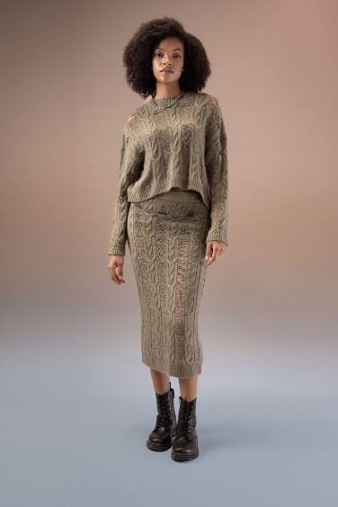 Slim Fit Knitwear Skirt