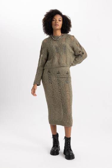 Slim Fit Knitwear Skirt