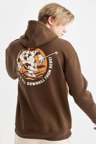 Looney Tunes Boxy Fit Hooded Back Printed Sweatshirt