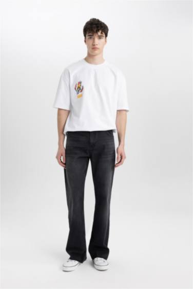 T-Shirt Oversize Coton Épais Imprimé Au Dos Marvel Avengers Col Rond à Manches Courtes