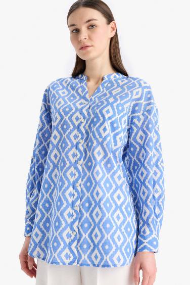 Chemise imprimée en coton flammé à manches longues Coupe décontractée