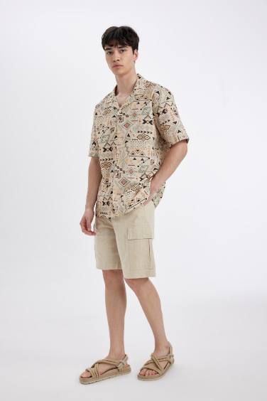 Cargo Fit Linen Look Bermuda