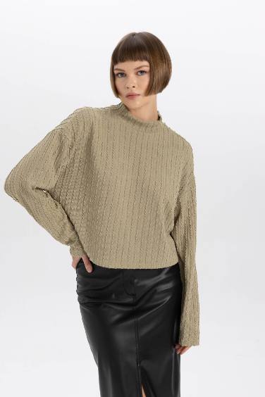 Relax Fit Half Turtleneck Basic Sweatshirt