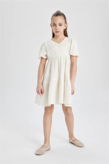 Regular Fit Short Sleeve Woven Dress