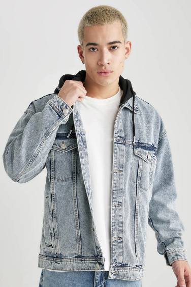 Oversize Fit Hooded Jean Jacket