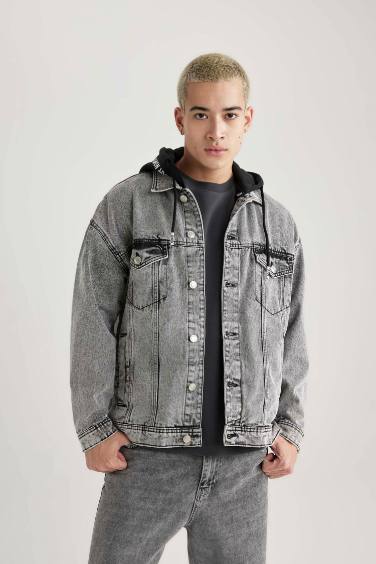 Oversized Fit Hooded Jean Jacket