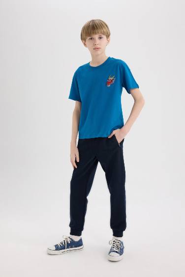 Boy Elastic Waist Leg Pique Basic Sweatpants