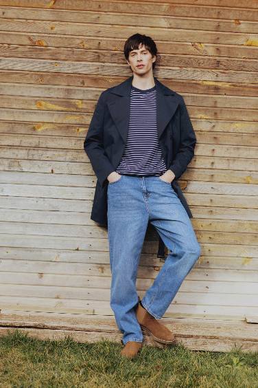 %100 Pamuk Baggy Fit Geniş Kalıp Normal Bel Geniş Paça Jean Pantolon