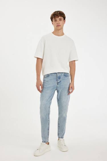 %100 Pamuk 90's Slim Fit Dar Kalıp Yüksek Bel Dar Paça Jean Pantolon