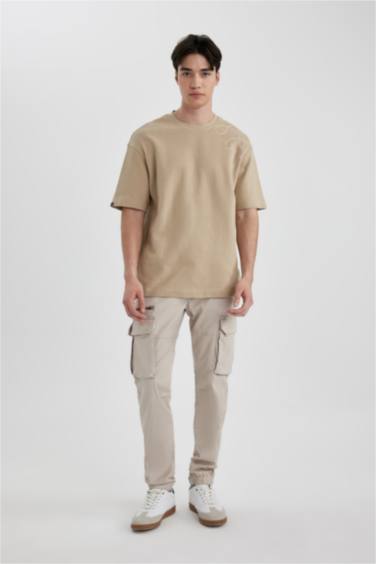 تيشيرت مطبوع قصة مريحة بياخة مستديرة